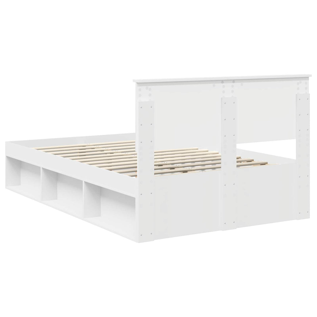 Sengestel med hovedgærde Hvid 120 x 200 cm Massiv fyrretræ