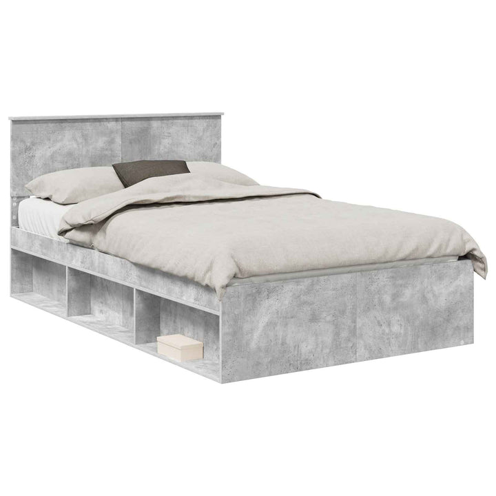 Sengestel med hovedgærde Beton 120 x 200 cm Massiv fyrretræ