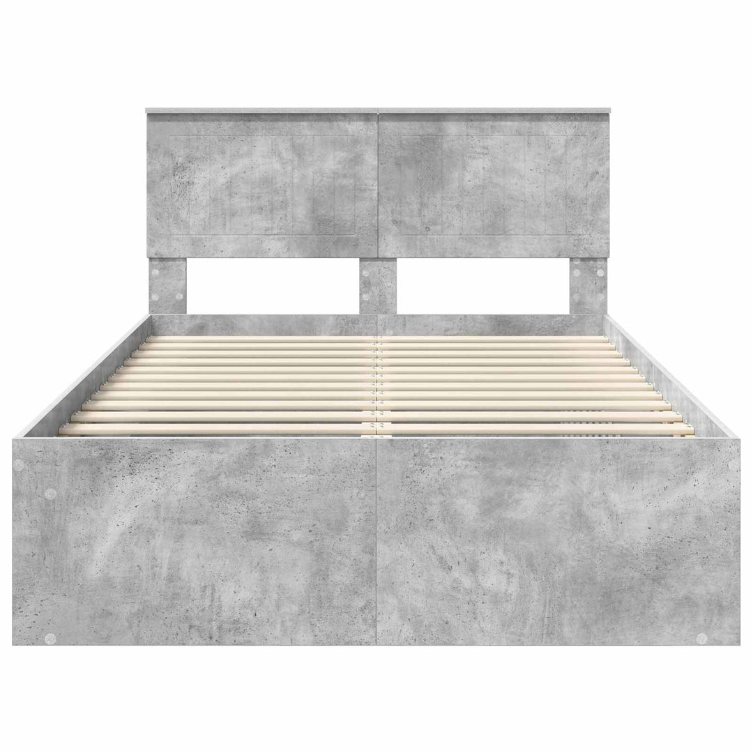 Sengestel med hovedgærde Beton 120 x 200 cm Massiv fyrretræ