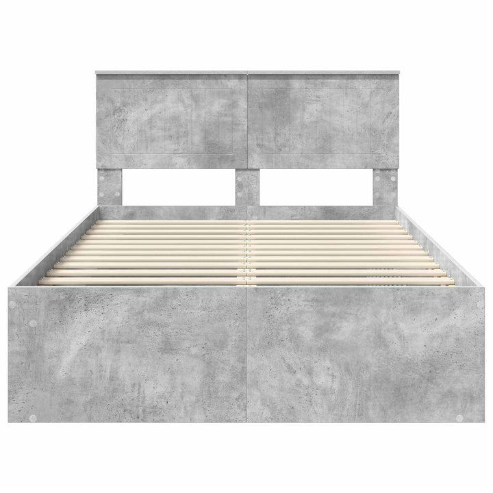 Sengestel med hovedgærde Beton 120 x 200 cm Massiv fyrretræ