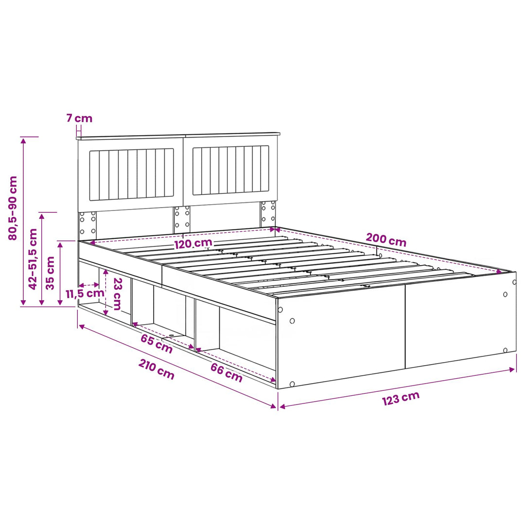 Sengestel Gammelt træ 120 x 200 cm Massiv fyrretræ