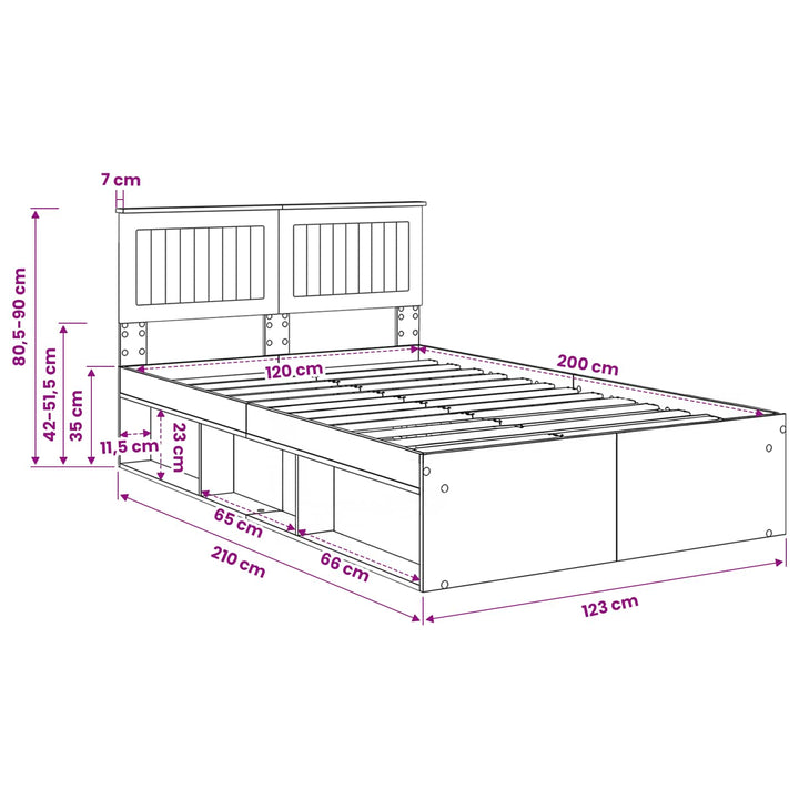 Sengestel Gammelt træ 120 x 200 cm Massiv fyrretræ