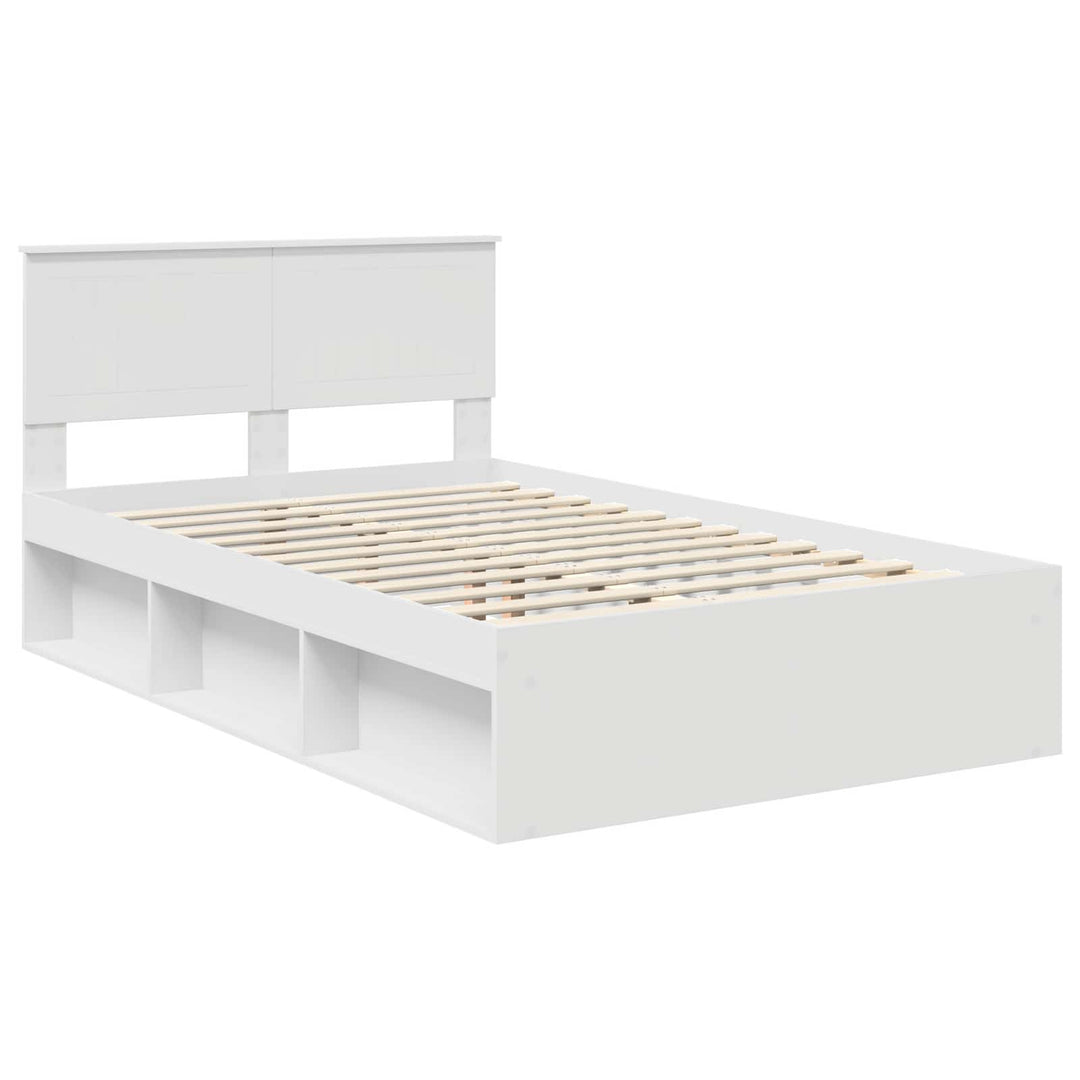 Sengestel med hovedgærde Hvid 120 x 190 cm Massiv fyrretræ