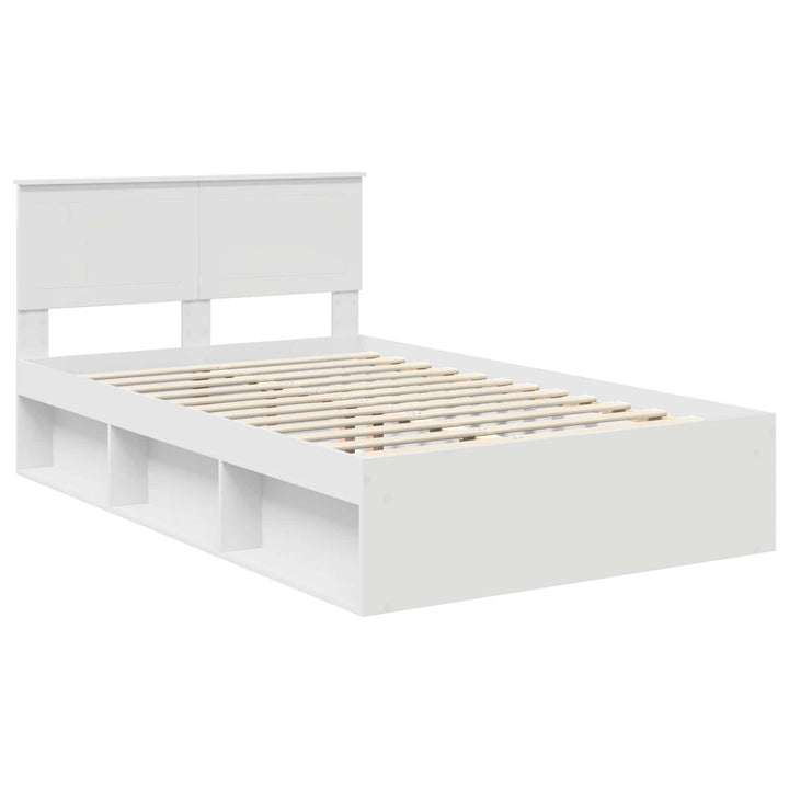 Sengestel med hovedgærde Hvid 120 x 190 cm Massiv fyrretræ