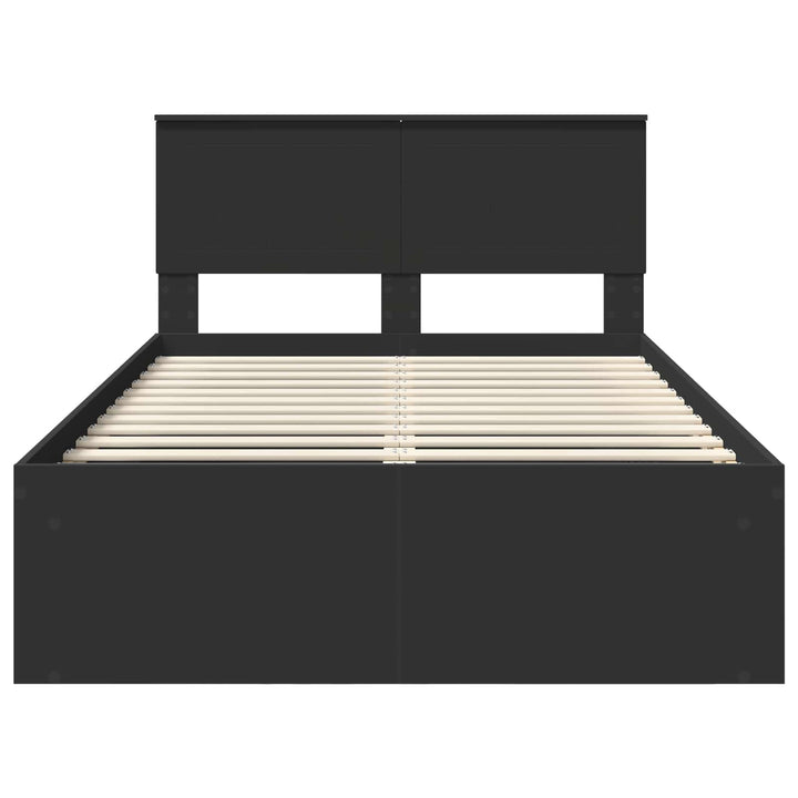 Sengestel med hovedgærde Sort 120 x 190 cm Massiv fyrretræ