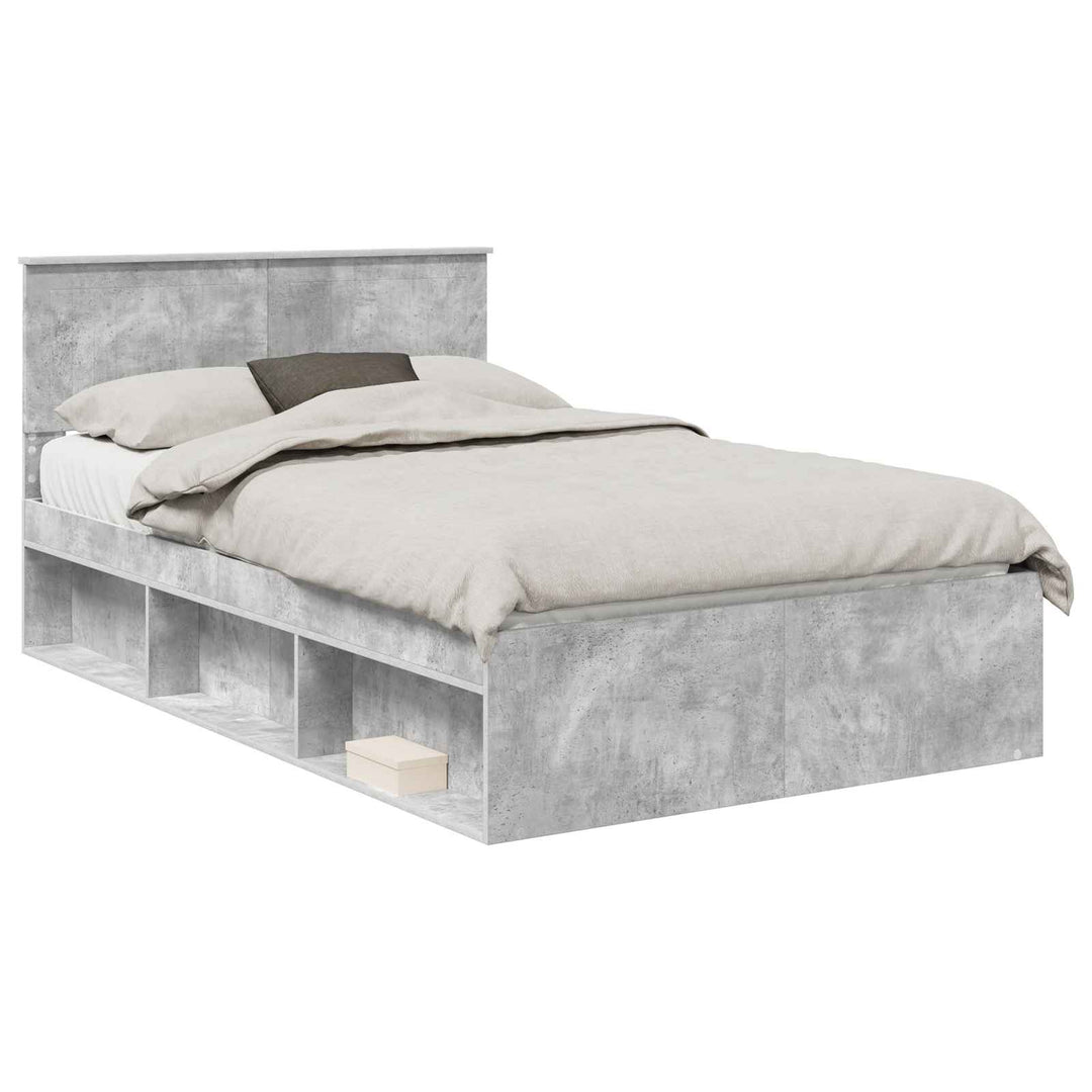 Sengestel med hovedgærde Beton 120 x 190 cm Massiv fyrretræ