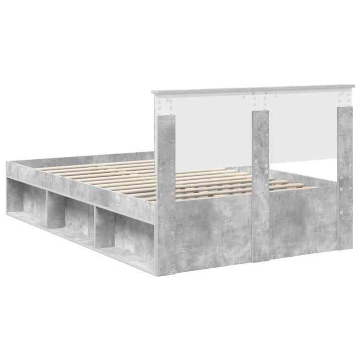 Sengestel med hovedgærde Beton 120 x 190 cm Massiv fyrretræ