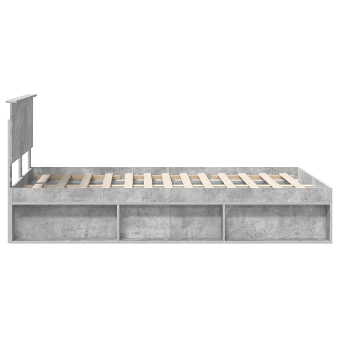 Sengestel med hovedgærde Beton 120 x 190 cm Massiv fyrretræ