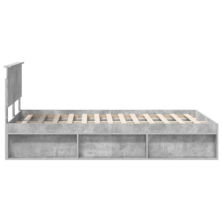 Sengestel med hovedgærde Beton 120 x 190 cm Massiv fyrretræ