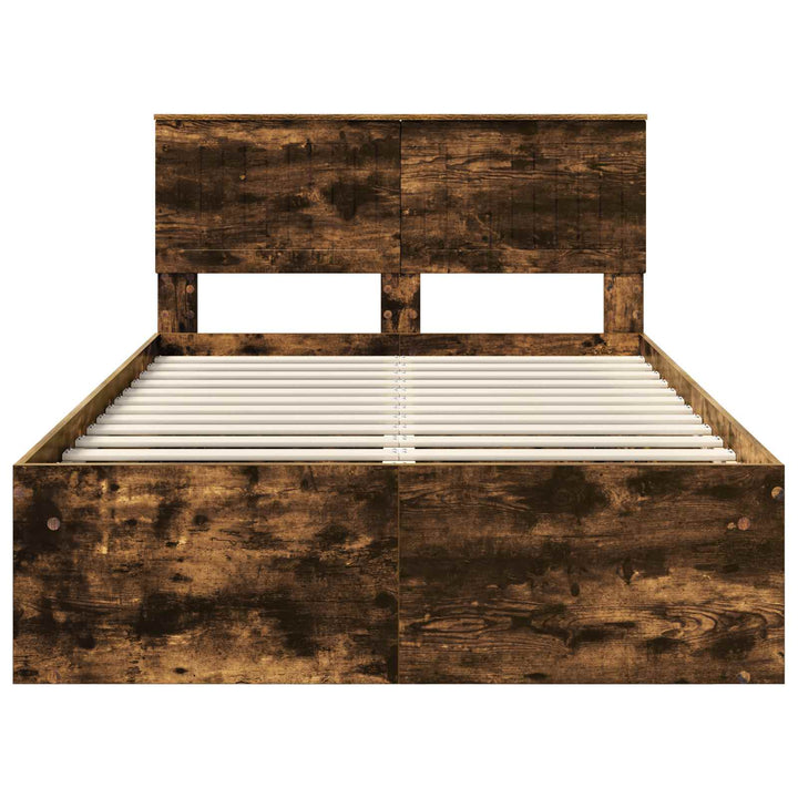 Sengestel med hovedgærde Røget eg 120 x 190 cm Massiv fyrretræ