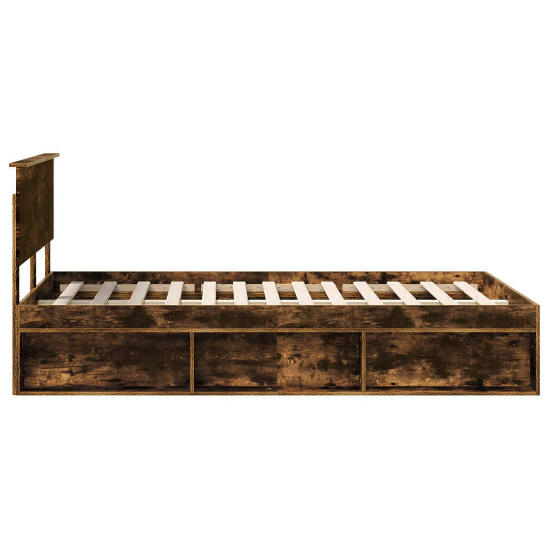 Sengestel med hovedgærde Røget eg 120 x 190 cm Massiv fyrretræ