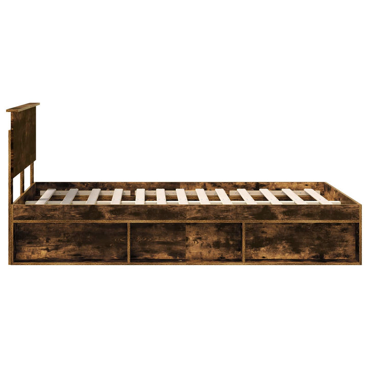 Sengestel med hovedgærde Røget eg 120 x 190 cm Massiv fyrretræ