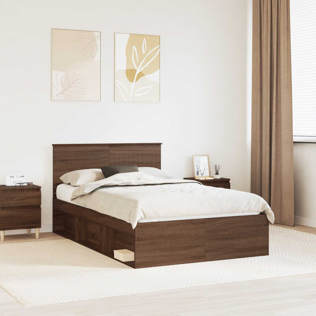 Sengestel med hovedgærde Brun eg 120 x 190 cm Massiv fyrretræ