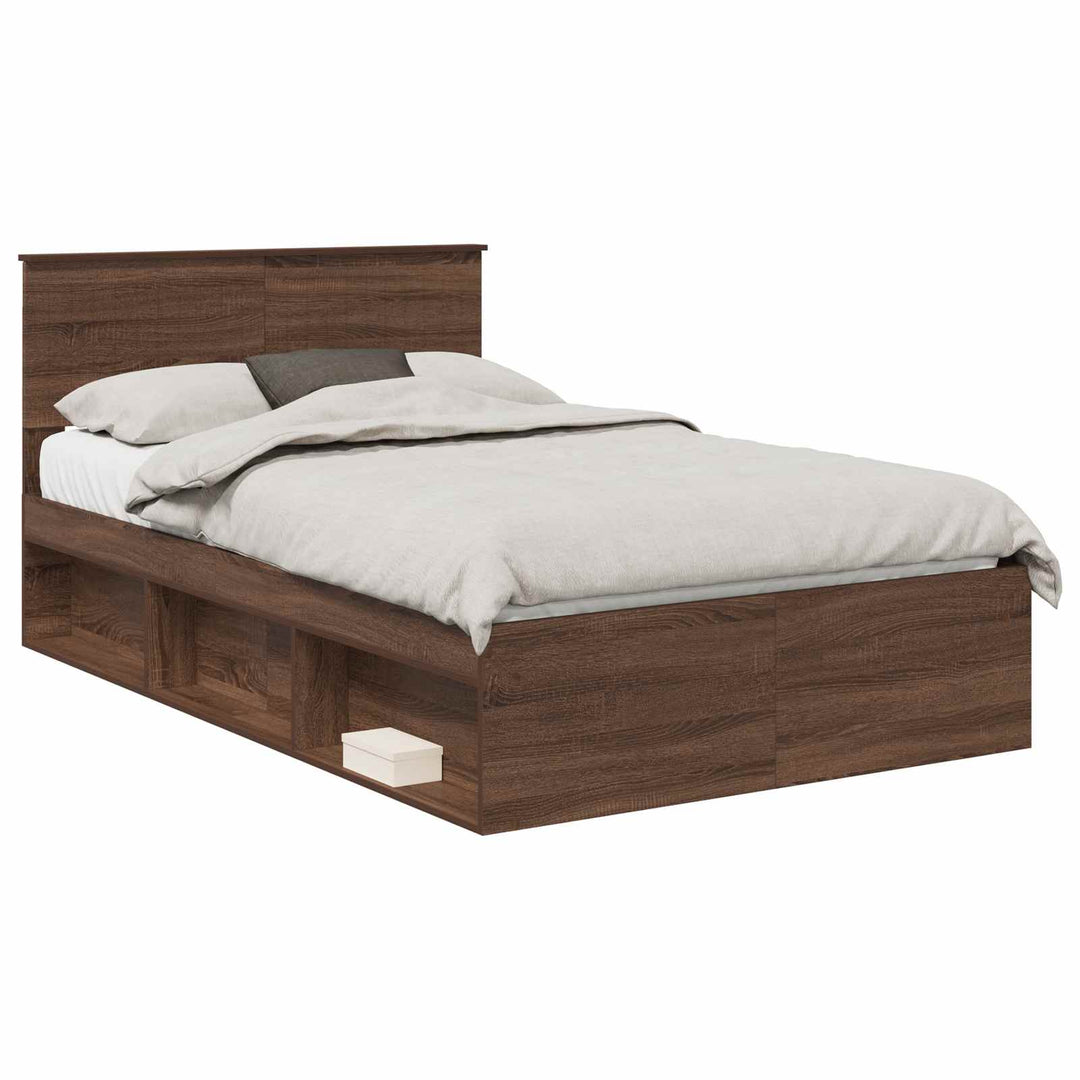 Sengestel med hovedgærde Brun eg 120 x 190 cm Massiv fyrretræ
