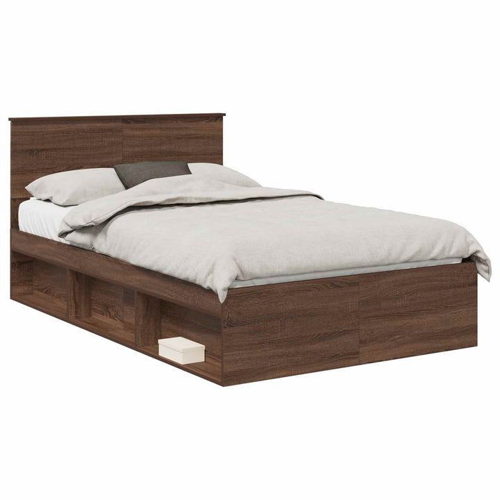Sengestel med hovedgærde Brun eg 120 x 190 cm Massiv fyrretræ