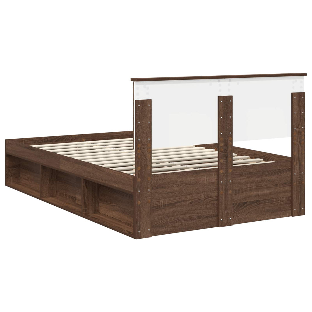 Sengestel med hovedgærde Brun eg 120 x 190 cm Massiv fyrretræ