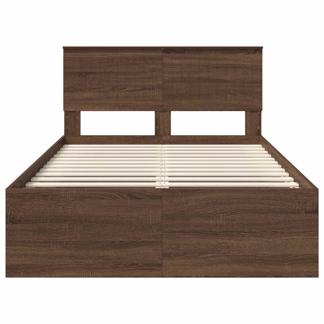 Sengestel med hovedgærde Brun eg 120 x 190 cm Massiv fyrretræ