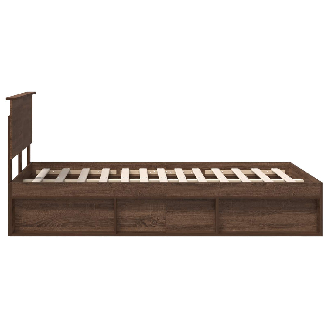 Sengestel med hovedgærde Brun eg 120 x 190 cm Massiv fyrretræ