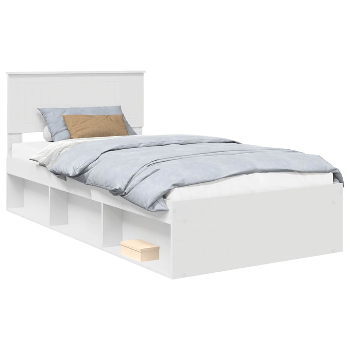 Sengestel med hovedgærde Hvid 100 x 200 cm Massiv fyrretræ