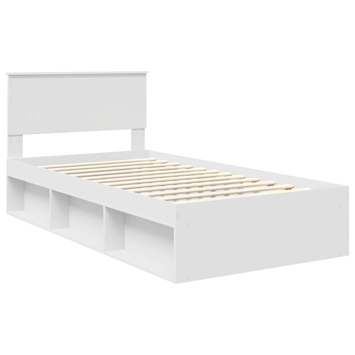Sengestel med hovedgærde Hvid 100 x 200 cm Massiv fyrretræ