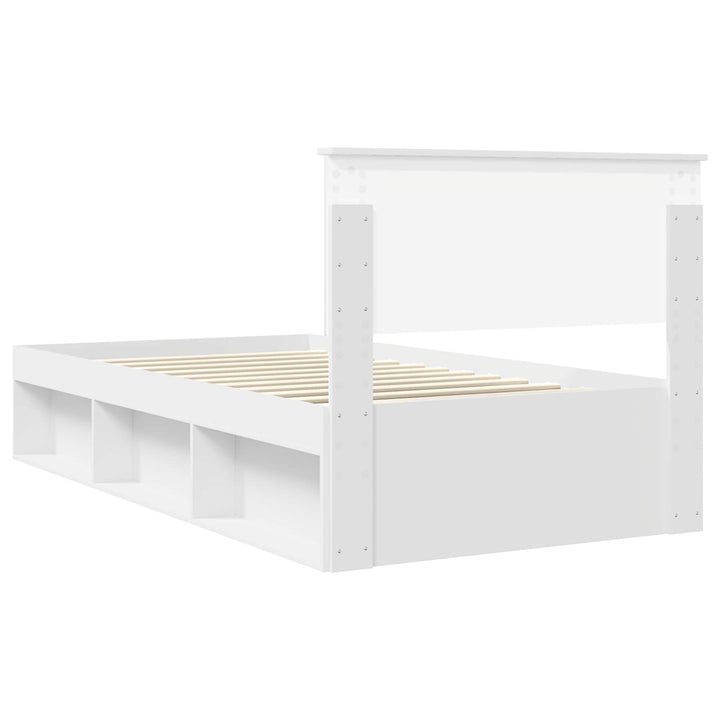 Sengestel med hovedgærde Hvid 100 x 200 cm Massiv fyrretræ