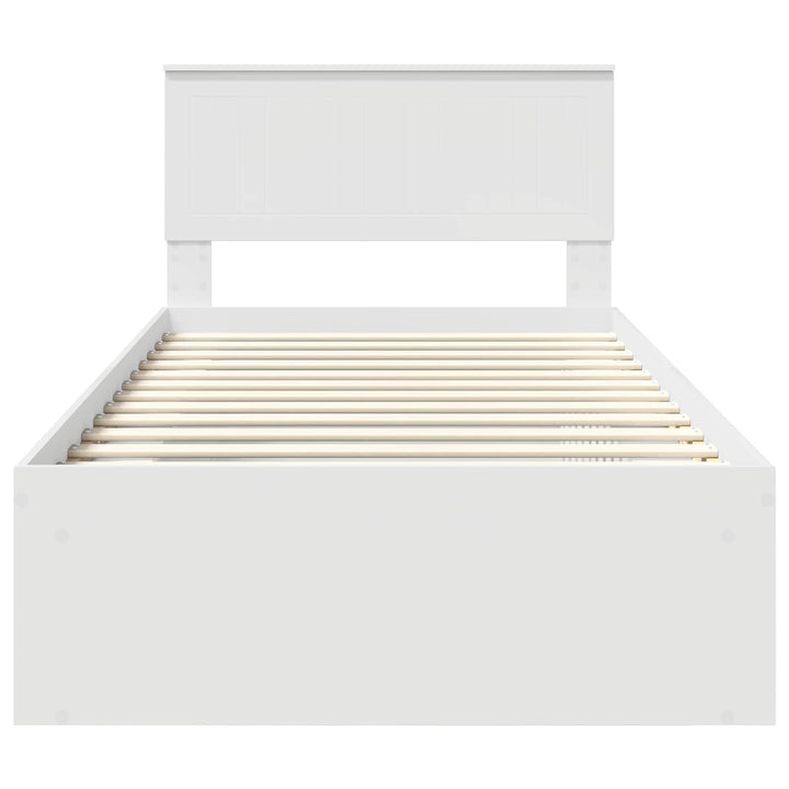 Sengestel med hovedgærde Hvid 100 x 200 cm Massiv fyrretræ