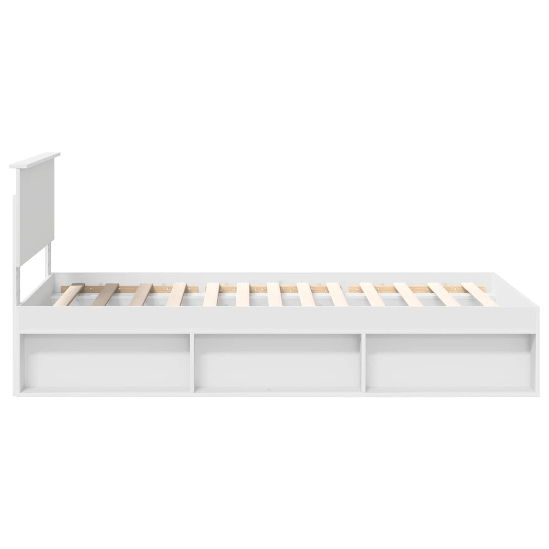 Sengestel med hovedgærde Hvid 100 x 200 cm Massiv fyrretræ