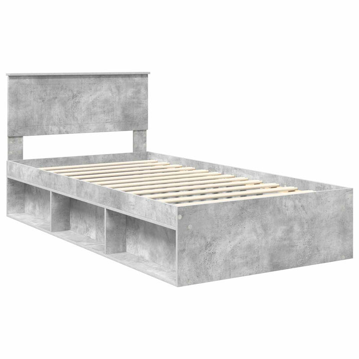 Sengestel med hovedgærde Beton Grå 100 x 200 cm Massiv fyrretræ