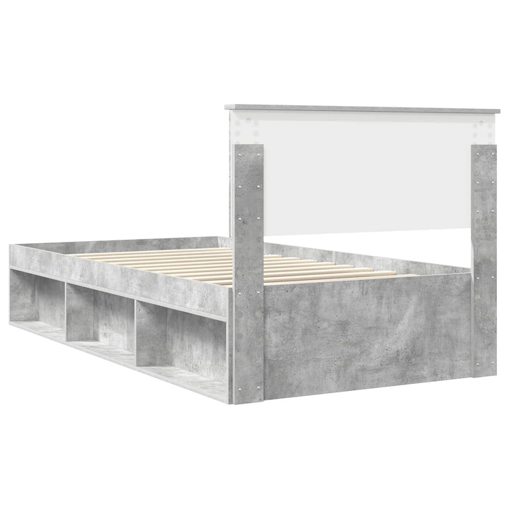 Sengestel med hovedgærde Beton Grå 100 x 200 cm Massiv fyrretræ