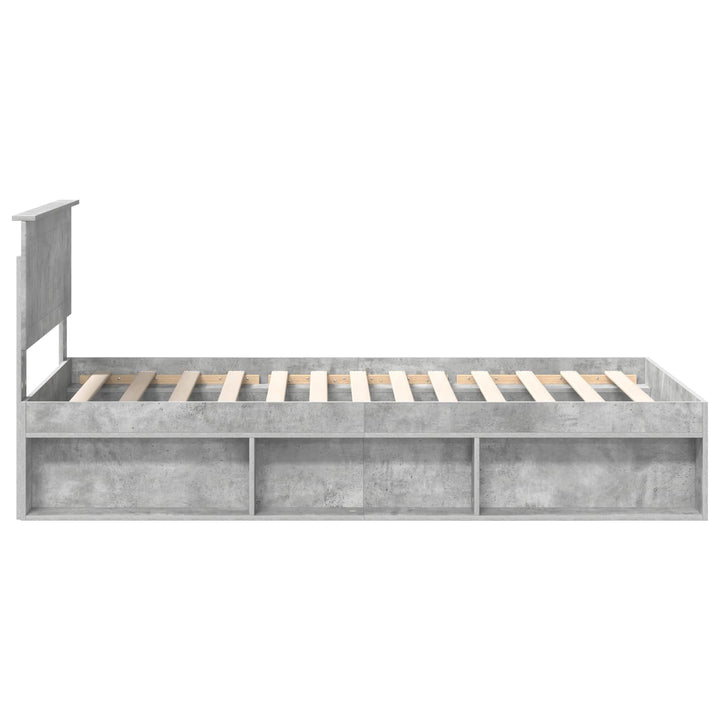 Sengestel med hovedgærde Beton Grå 100 x 200 cm Massiv fyrretræ