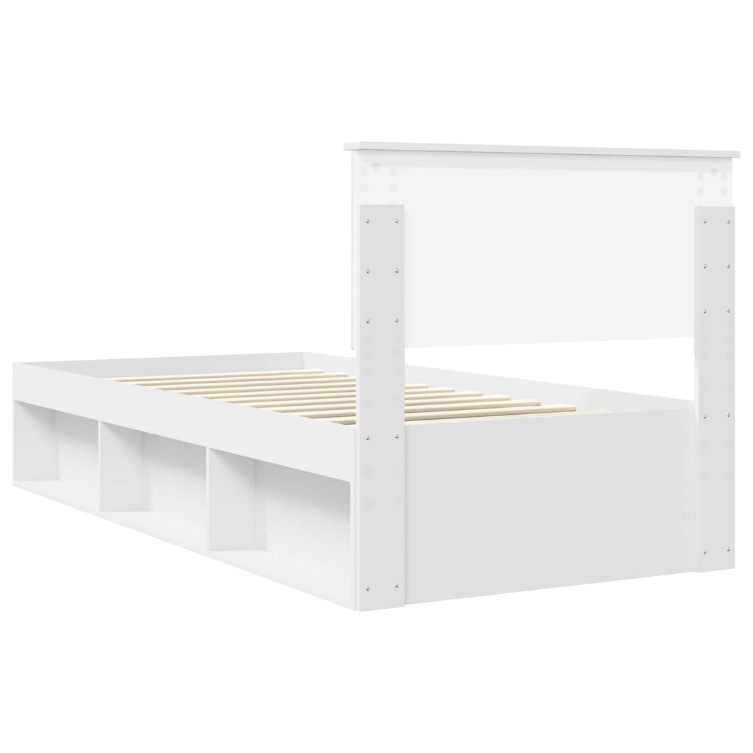 Sengestel med hovedgærde Hvid 90 x 200 cm Massiv fyrretræ