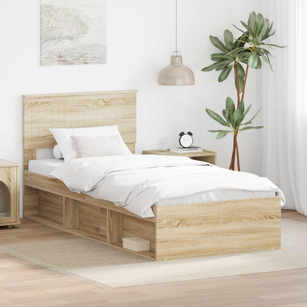 Sengestel med hovedgærde Sonoma eg 90 x 200 cm Massiv fyrretræ