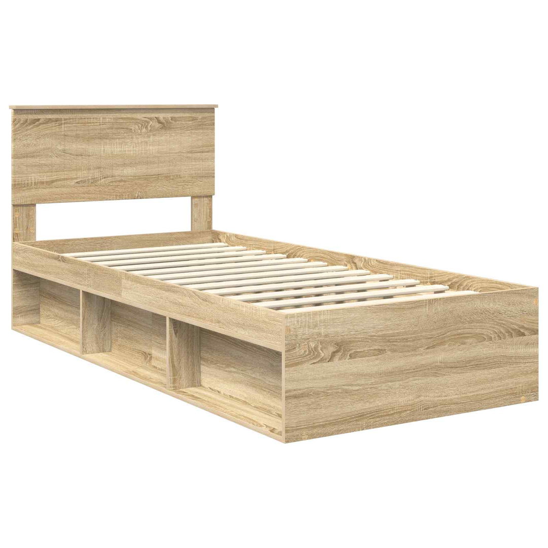 Sengestel med hovedgærde Sonoma eg 90 x 200 cm Massiv fyrretræ