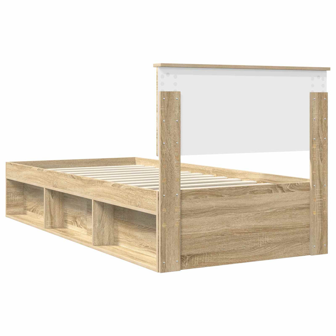 Sengestel med hovedgærde Sonoma eg 90 x 200 cm Massiv fyrretræ