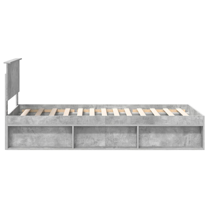 Sengestel med hovedgærde Beton 90 x 200 cm Massiv fyrretræ