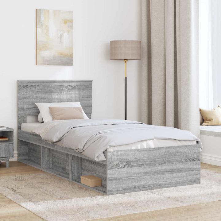 Sengestel med hovedgærde Grå Sonoma 90 x 200 cm Massiv fyrretræ