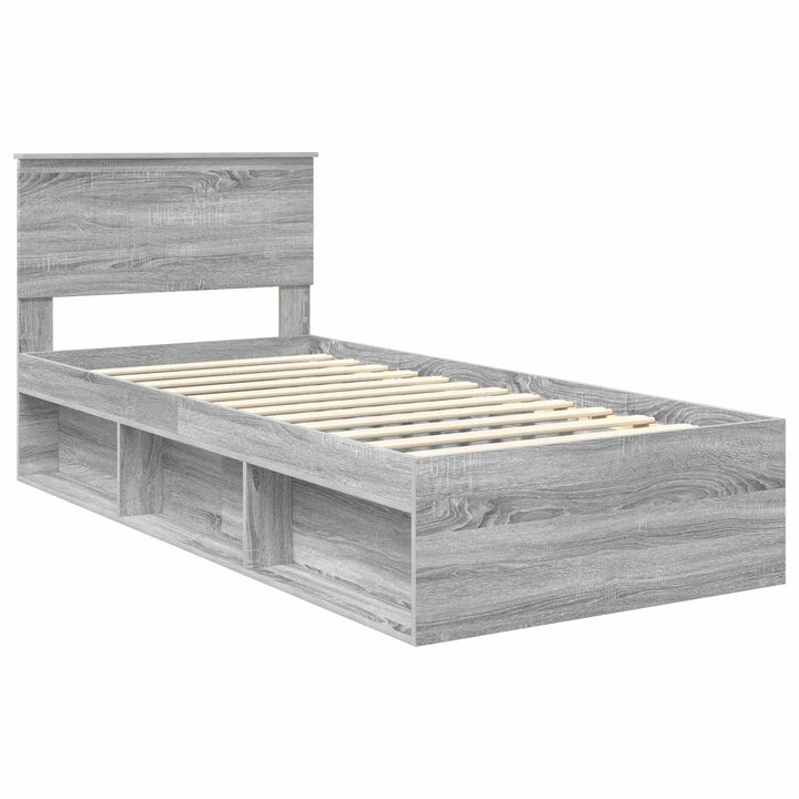 Sengestel med hovedgærde Grå Sonoma 90 x 200 cm Massiv fyrretræ