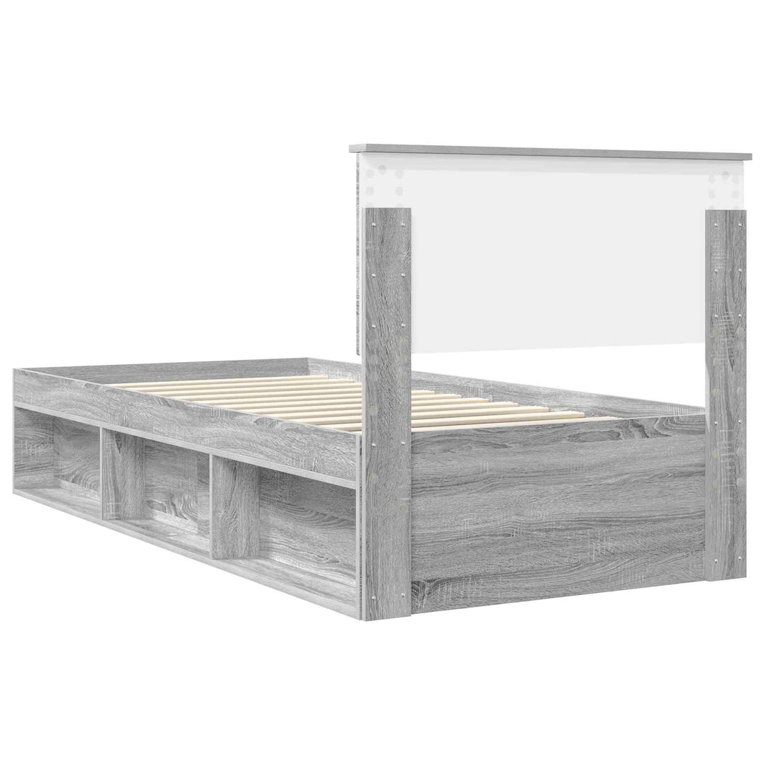 Sengestel med hovedgærde Grå Sonoma 90 x 200 cm Massiv fyrretræ