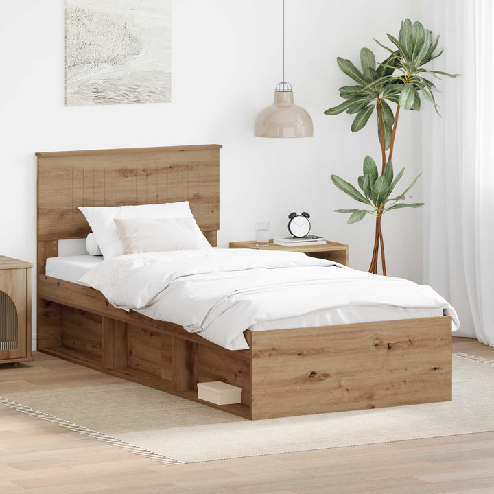 Sengestel med hovedgærde Artisan eg 90 x 200 cm Massiv fyrretræ