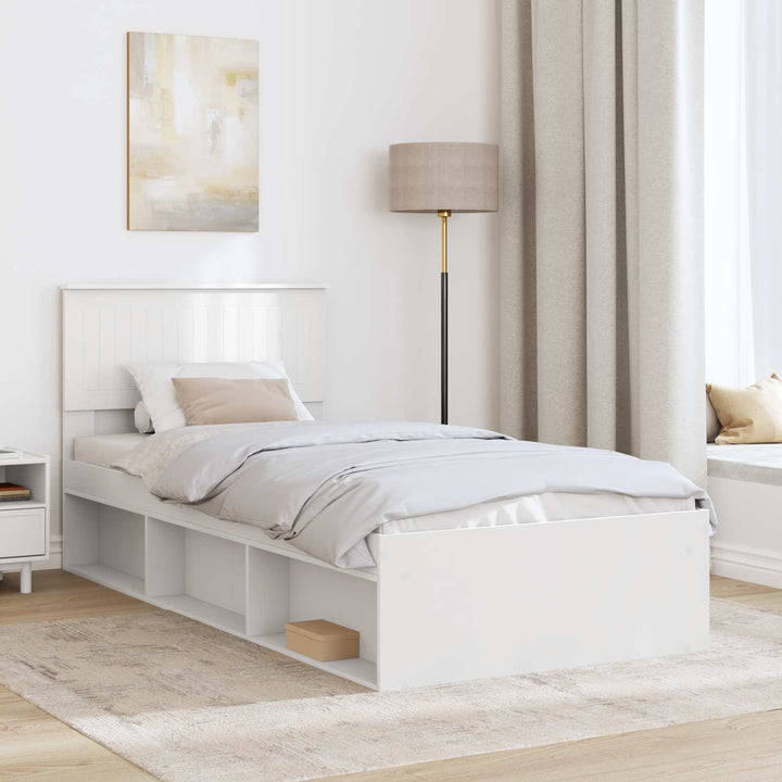 Sengestel med hovedgærde Hvid 90 x 190 cm Massiv fyrretræ