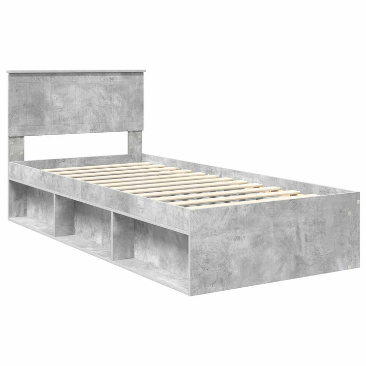 Sengestel med hovedgærde Beton Grå 90 x 190 cm Massiv fyrretræ