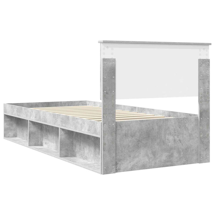 Sengestel med hovedgærde Beton Grå 90 x 190 cm Massiv fyrretræ