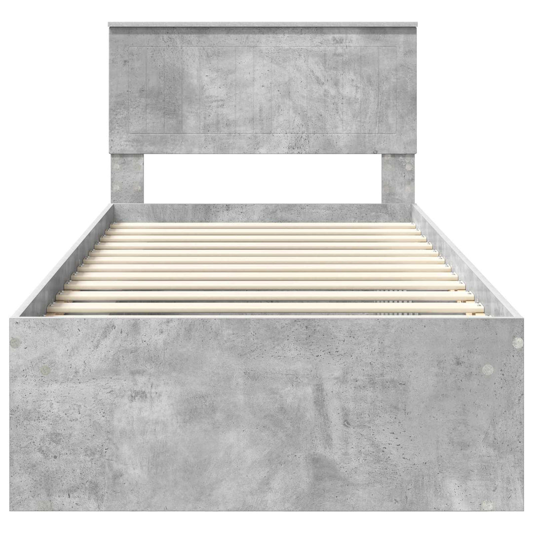 Sengestel med hovedgærde Beton Grå 90 x 190 cm Massiv fyrretræ