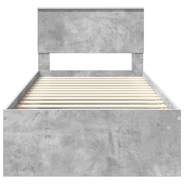 Sengestel med hovedgærde Beton Grå 90 x 190 cm Massiv fyrretræ