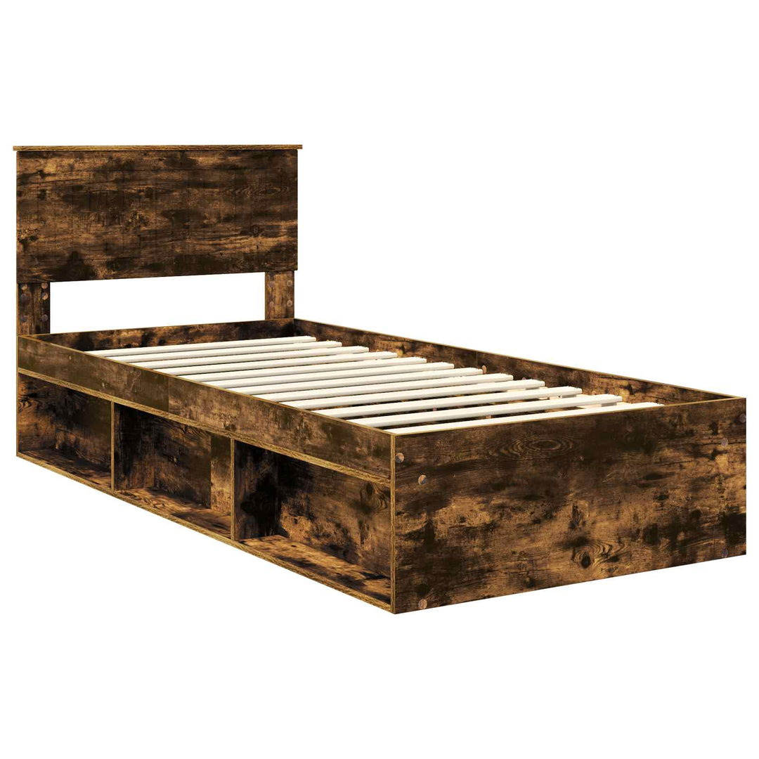 Sengestel med hovedgærde Røget eg 90 x 190 cm Massiv fyrretræ