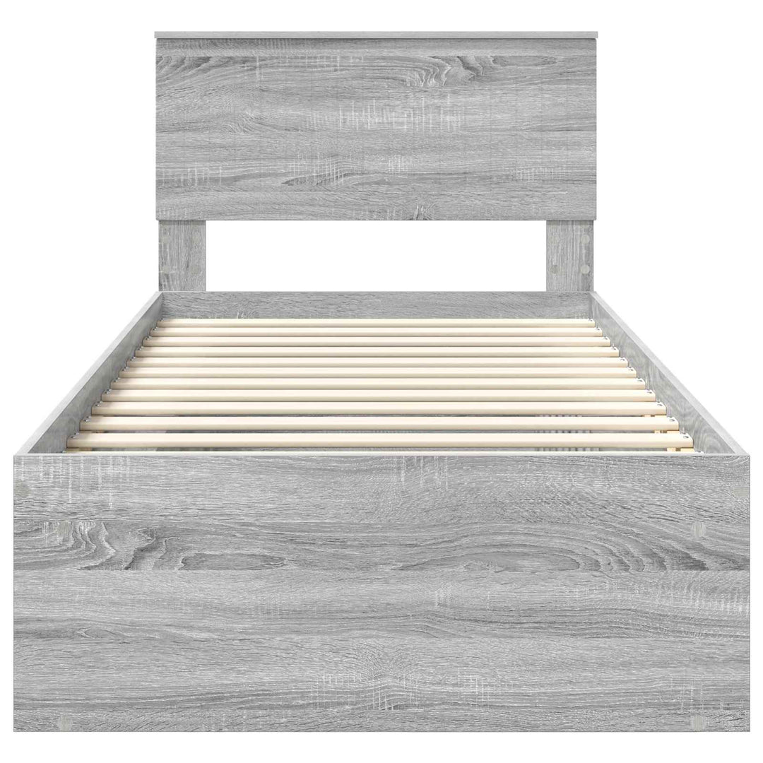 Sengestel med hovedgærde Grå Sonoma 90 x 190 cm Massiv fyrretræ
