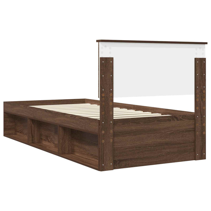 Sengestel med hovedgærde Brun eg 90 x 190 cm Massiv fyrretræ