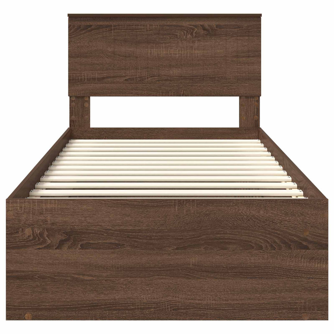 Sengestel med hovedgærde Brun eg 90 x 190 cm Massiv fyrretræ