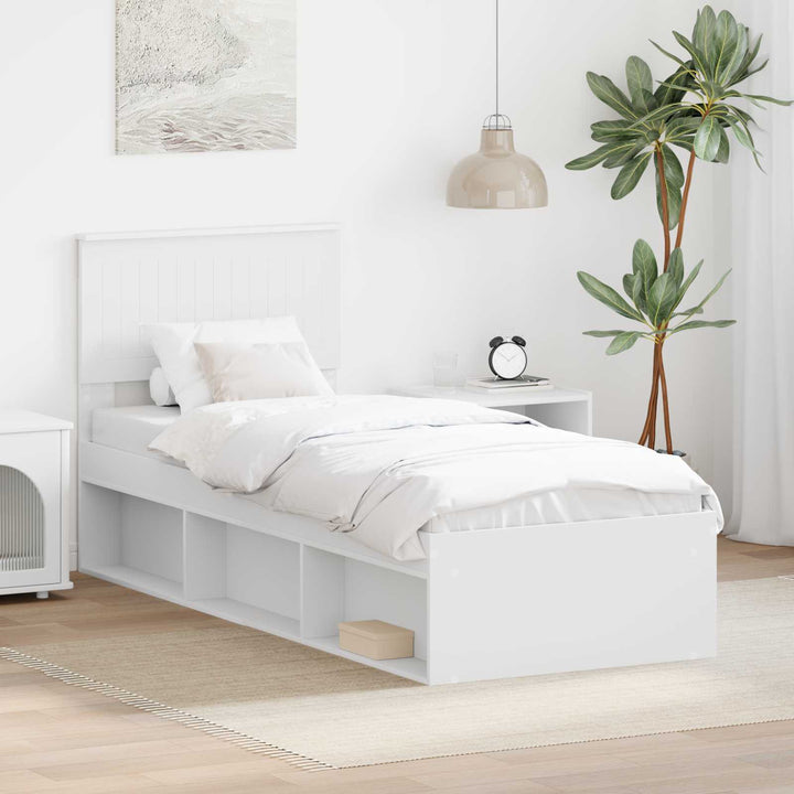 Sengestel med hovedgærde Hvid 75 x 190 cm Massiv fyrretræ
