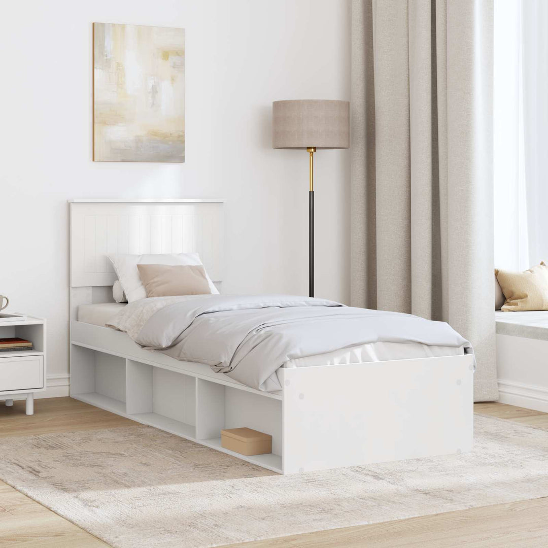 Sengestel med hovedgærde Hvid 75 x 190 cm Massiv fyrretræ